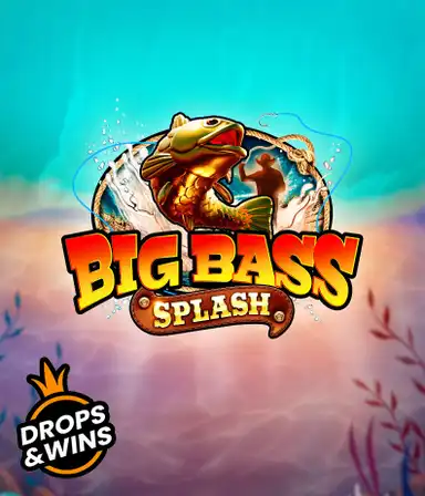 Uma captura de tela animada de o slot online temático de pesca Big Bass Splash da Pragmatic Play, mostrando um pescador, grandes baixos e equipamento de pesca.